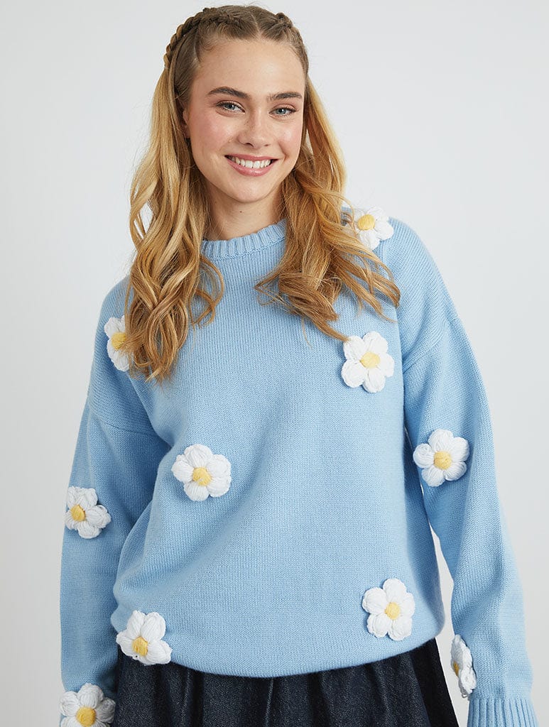 3D Flowers Knitted Jumper Jumpers & Cardigans Skinnydip London