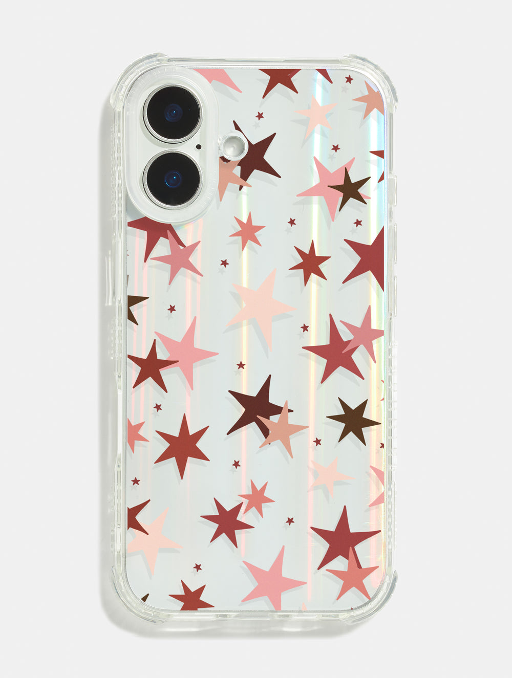 Burgundy Ditsy Stars Holo Shock iPhone Case