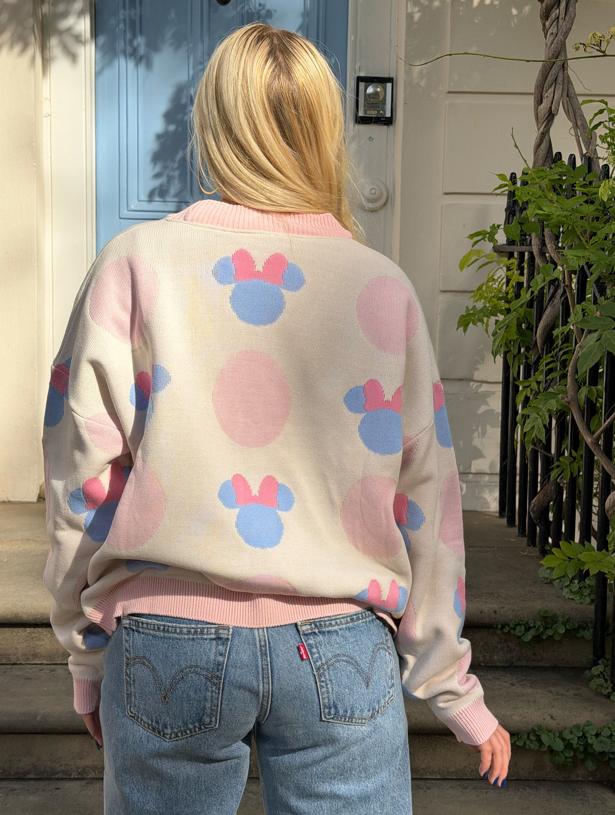 Disney Minnie Mouse Head Polka Dot Knitted Cardigan
