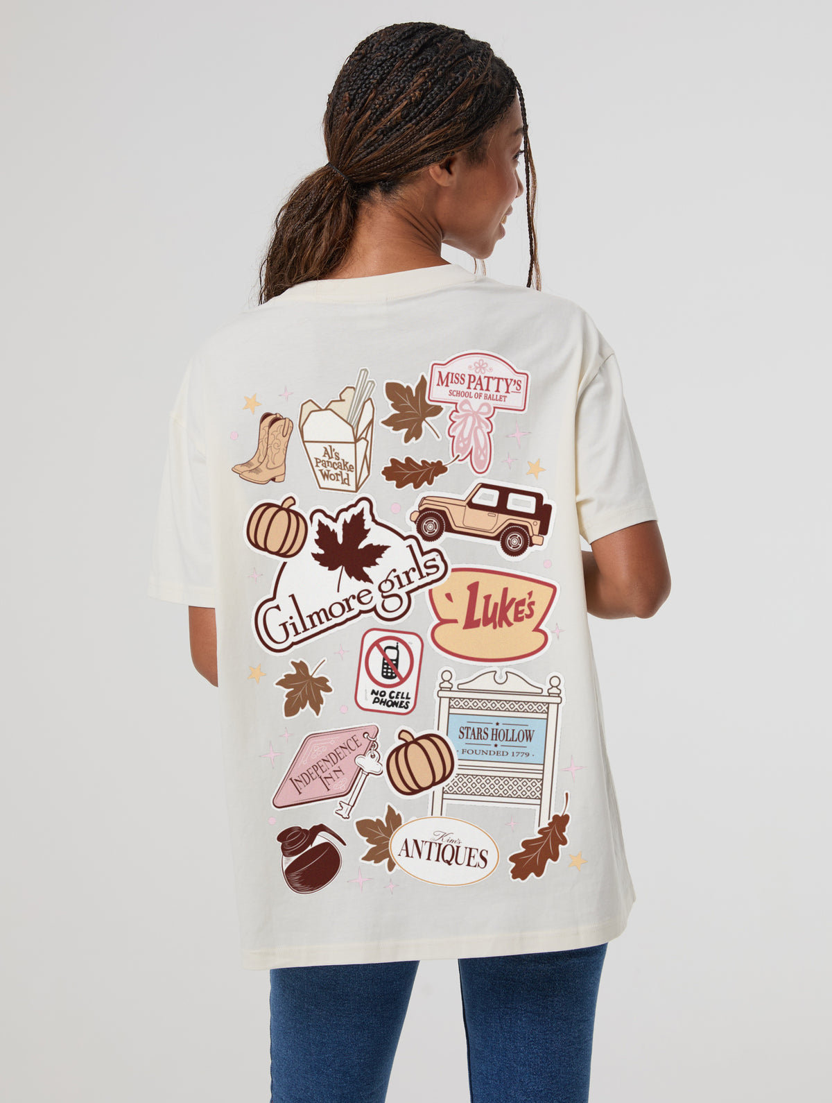 Gilmore Girls x Skinnydip Sticker T-Shirt In White