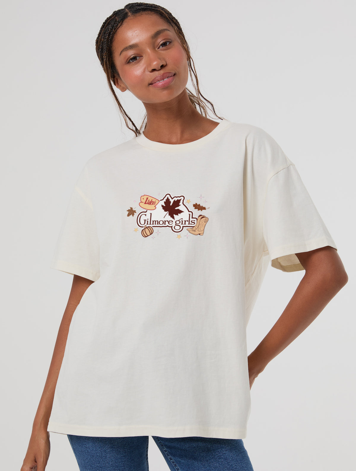 Gilmore Girls x Skinnydip Sticker T-Shirt In White