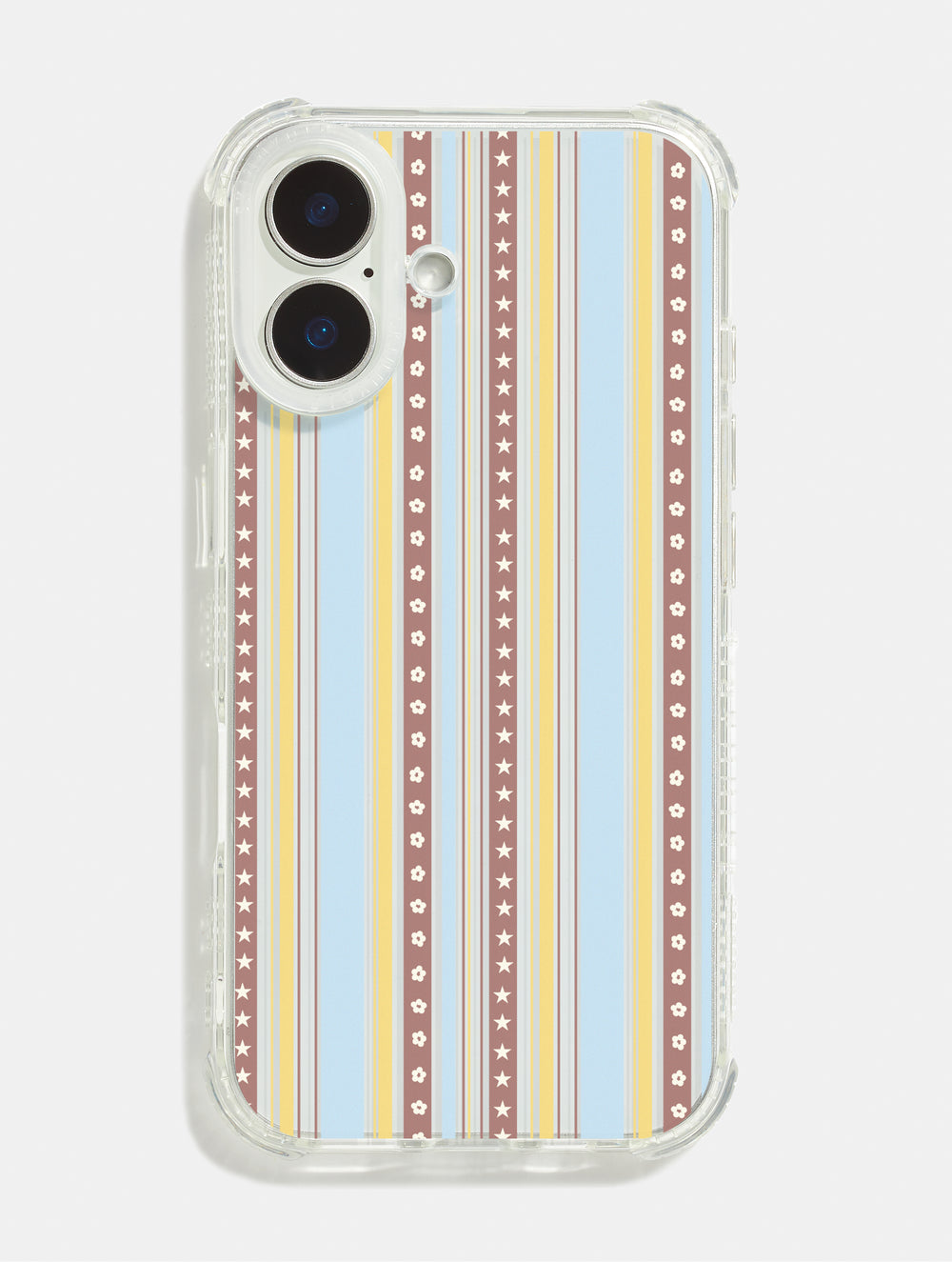 Patterned Stripe Yellow Blue & Brown Shock iPhone Case