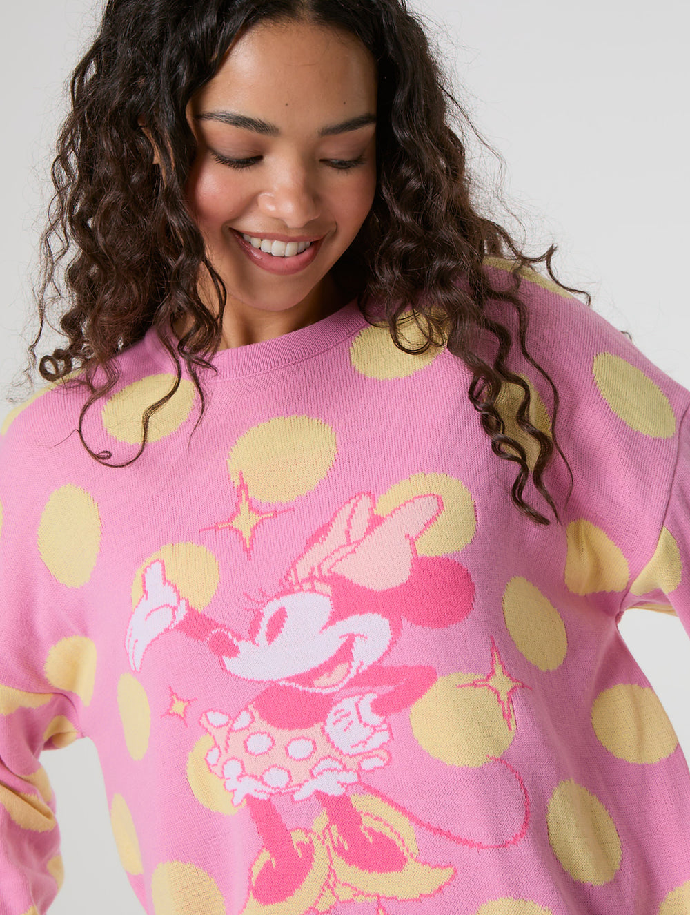 Disney Minnie Mouse Pink Polka Dot Knitted Jumper