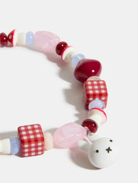 Miffy x Skinnydip Patchwork Beaded Charm in Pink