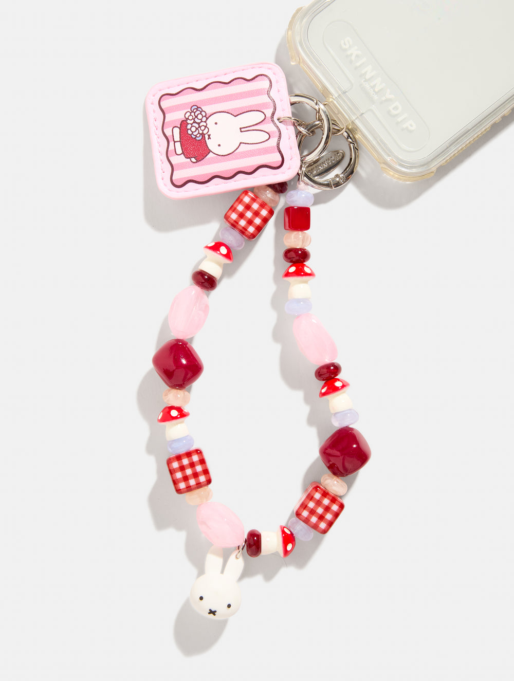 Miffy x Skinnydip Patchwork Beaded Charm in Pink