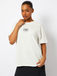 ACOTAR Moon Phase T-Shirt In Ecru Tops & T-Shirts Skinnydip London
