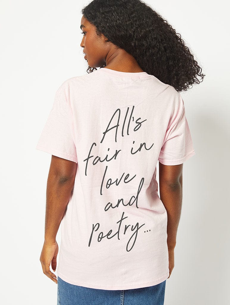 All's Fair in Love & Poetry T-Shirt in Pink Tops & T-Shirts Skinnydip London