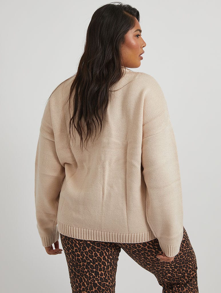 Applique Crochet Cherry Knitted Jumper in Cream Jumpers & Cardigans Skinnydip London