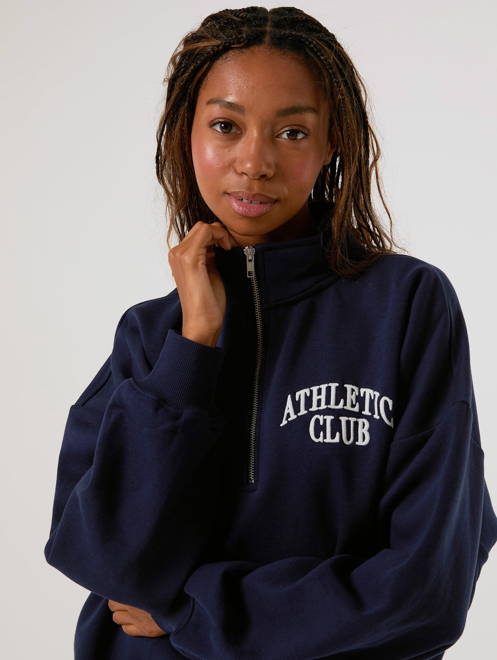 Athletic Club Navy Quarter Zip Sweatshirt Hoodies & Sweatshirts Skinnydip London