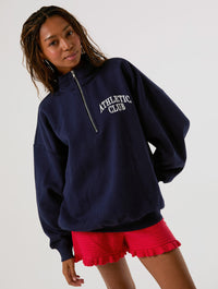 Athletic Club Navy Quarter Zip Sweatshirt Hoodies & Sweatshirts Skinnydip London