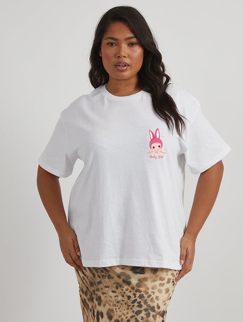 Baby Angel Bunny T-Shirt in Ecru Tops & T-Shirts Skinnydip London