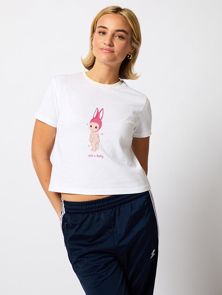 Baby Angel Just a Bunny Baby T-Shirt in White Tops & T-Shirts Skinnydip London