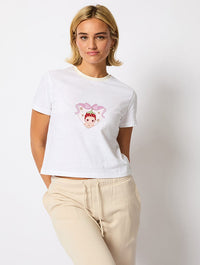 Baby Angel Strawberry Bow Baby T-Shirt in White Tops & T-Shirts Skinnydip London