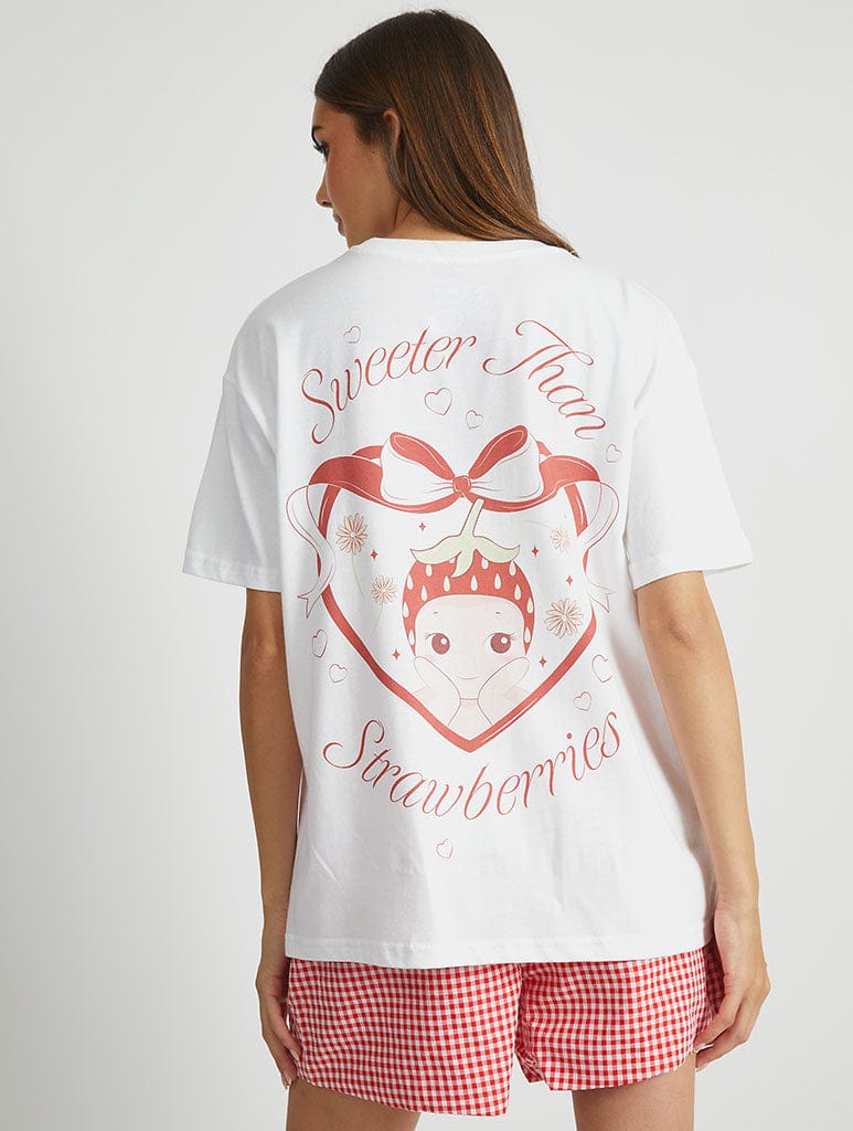 Baby Angel Sweeter Than Strawberries T-Shirt in Ecru Tops & T-Shirts Skinnydip London
