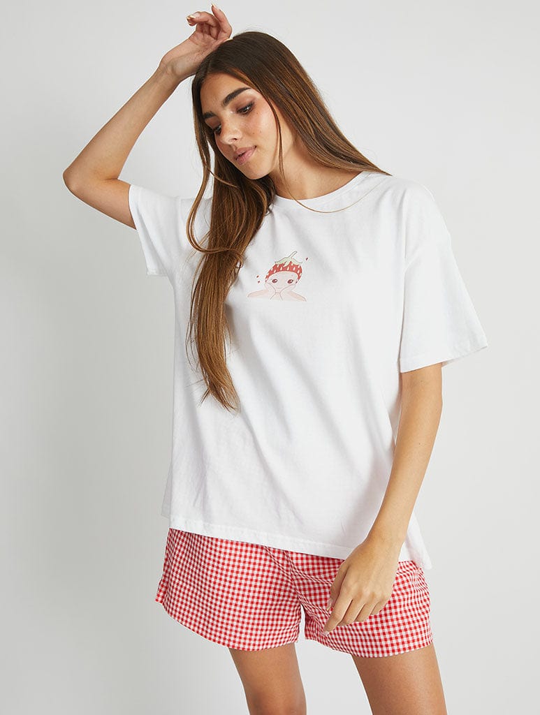 Baby Angel Sweeter Than Strawberries T-Shirt in Ecru Tops & T-Shirts Skinnydip London