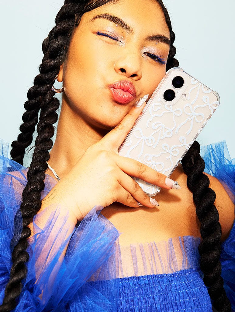Baby Blue Bows Shock iPhone Case Phone Cases Skinnydip London