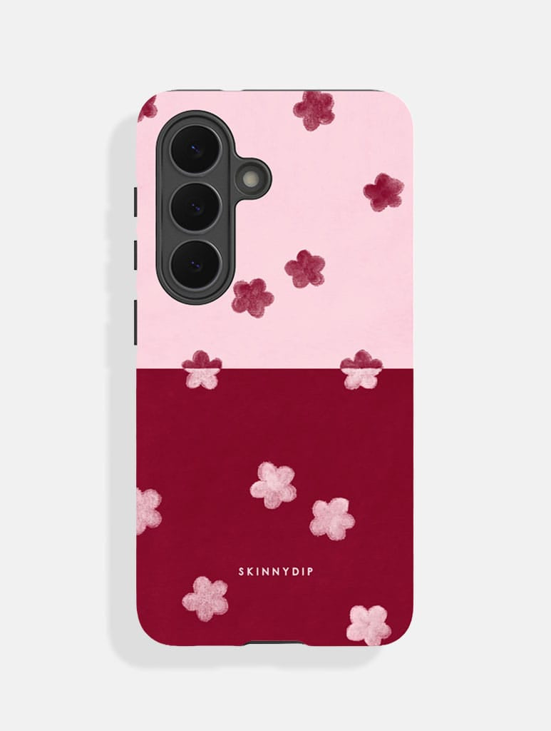 Baby Pink and Red Two-Tone Flower Ultra Protective Samsung Case Phone Cases Skinnydip London