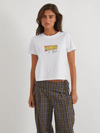 Back To The Future x Skinnydip Logo Baby T-Shirt In White Tops & T-Shirts Skinnydip London