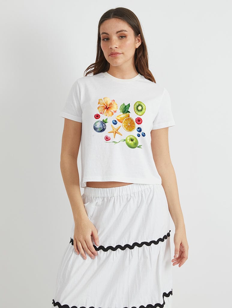 Beachy Fruit Baby T-Shirt in White Tops & T-Shirts Skinnydip London