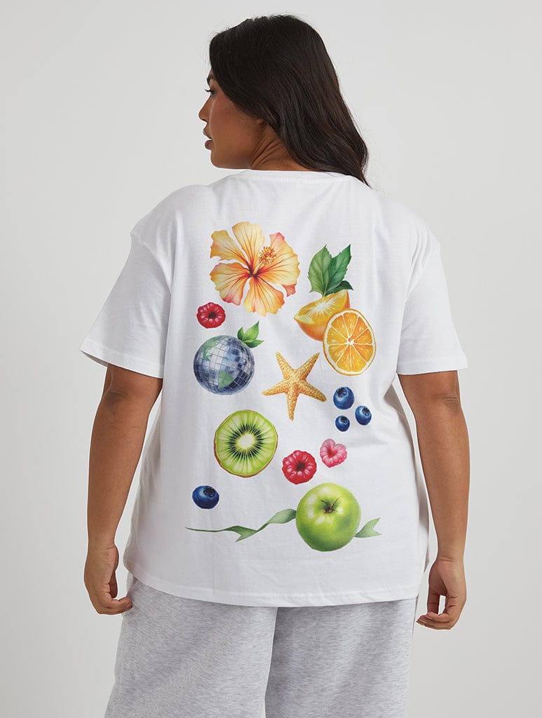 Beachy Fruit T-Shirt in Ecru Tops & T-Shirts Skinnydip London