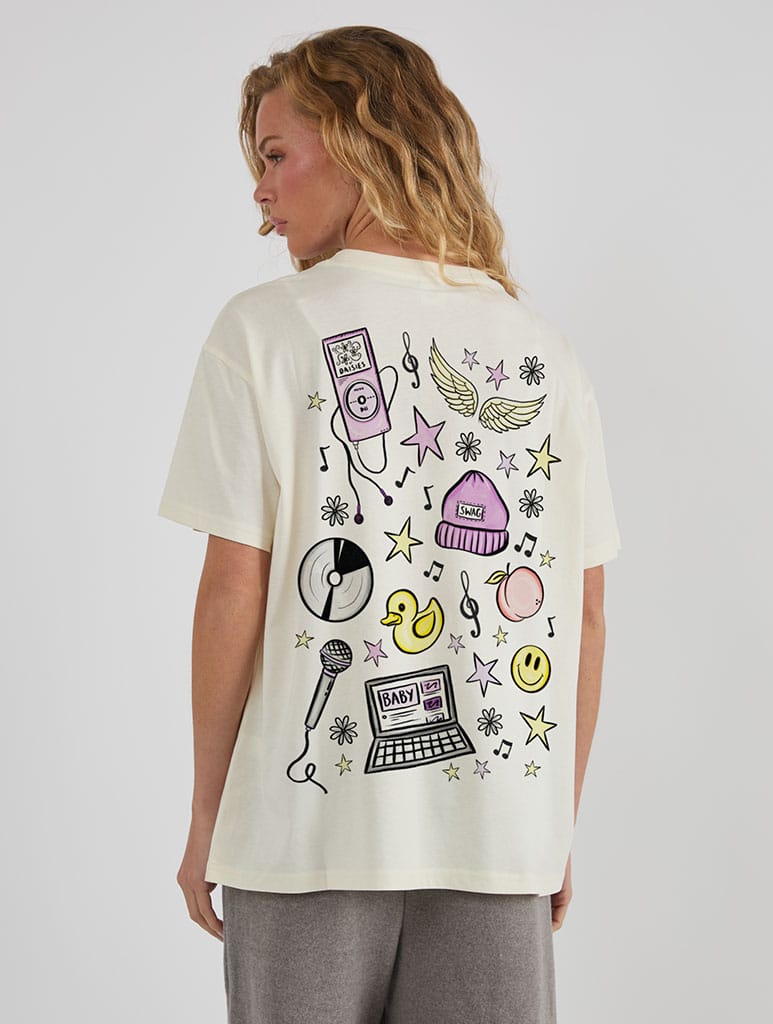 Belieber Sticker T-Shirt In White Tops & T-Shirts Skinnydip London