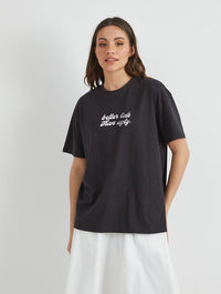 Better Late Than Ugly T-Shirt in Black Tops & T-Shirts Skinnydip London