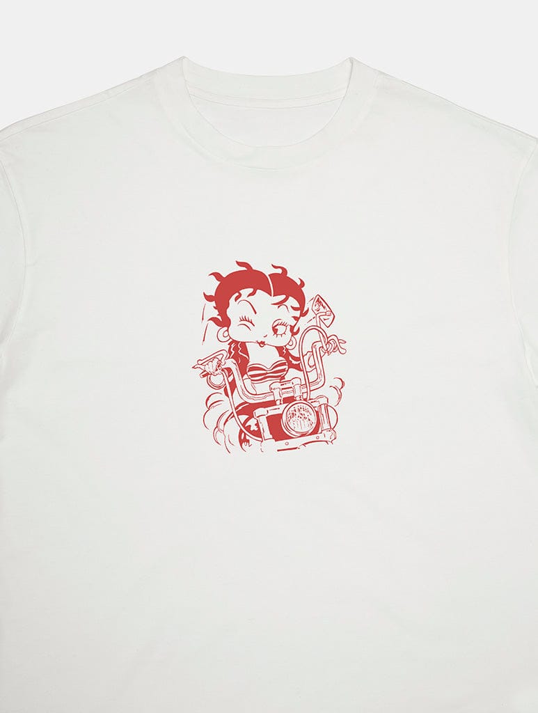 Betty Boop x Skinnydip Motorcycle Baby T-Shirt In White Tops & T-Shirts Skinnydip London