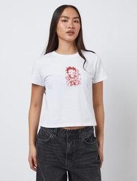 Betty Boop x Skinnydip Motorcycle Baby T-Shirt In White Tops & T-Shirts Skinnydip London