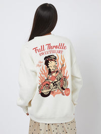 Betty Boop x Skinnydip Motorcycle Sweatshirt In White Hoodies & Sweatshirts Skinnydip London
