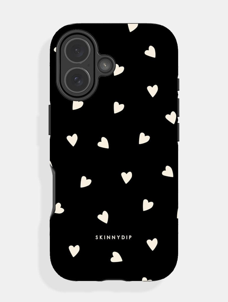 Black and Cream Ditsy Hearts Ultra Protective iPhone Case