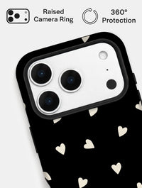 Black and Cream Ditsy Hearts Ultra Protective iPhone Case Tech Skinnydip London