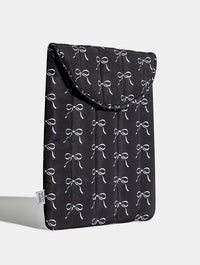 Black and White Ditsy Bow Laptop Sleeve Laptop Cases Skinnydip London