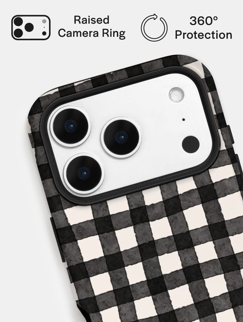Black and White Gingham Ultra Protective iPhone Case Phone Cases Skinnydip London