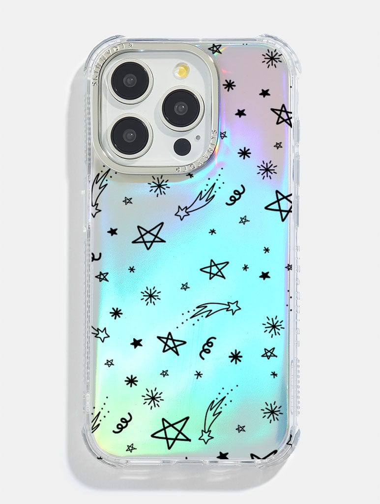 Black Celestial Holo Foil Shock iPhone Case Phone Cases Skinnydip London