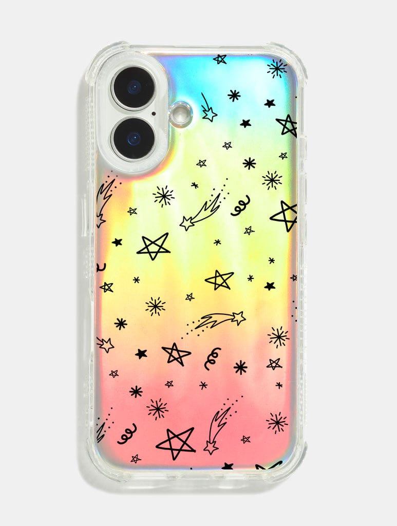 Black Celestial Holo Foil Shock iPhone Case Phone Cases Skinnydip London