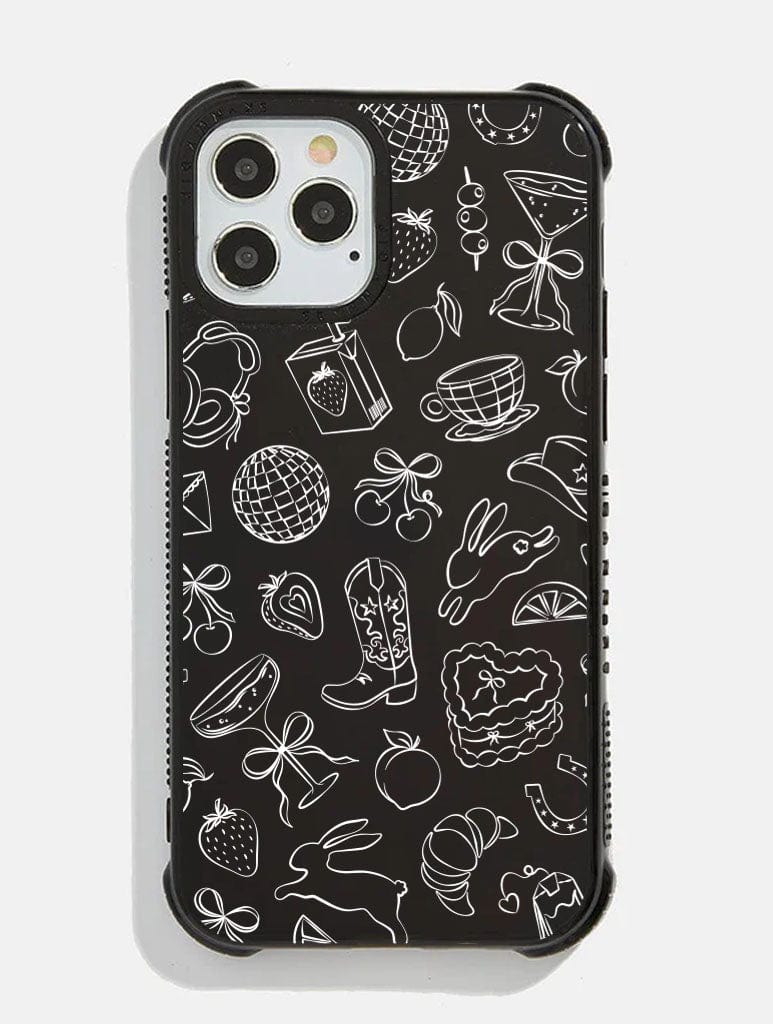 Black Coquette Doodle Shock iPhone Case Phone Cases Skinnydip London