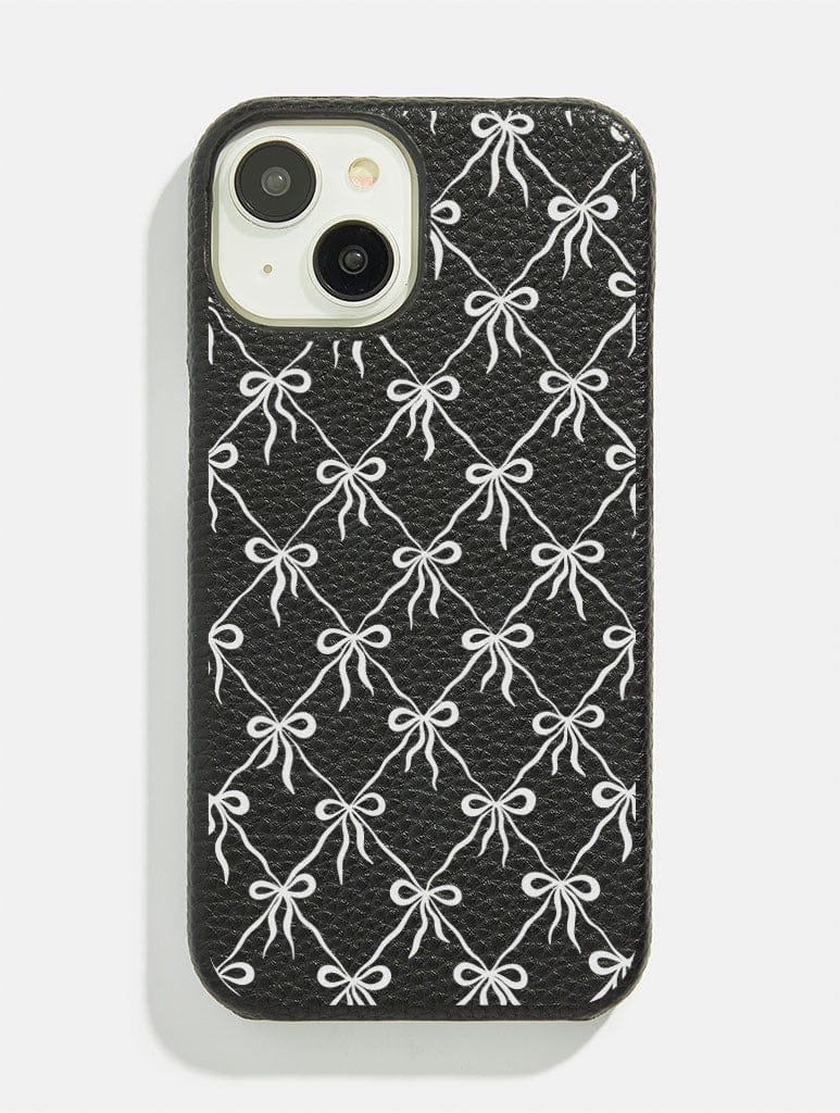 Black White Quilted Bows Vegan Leather iPhone Case Phone Cases Skinnydip London