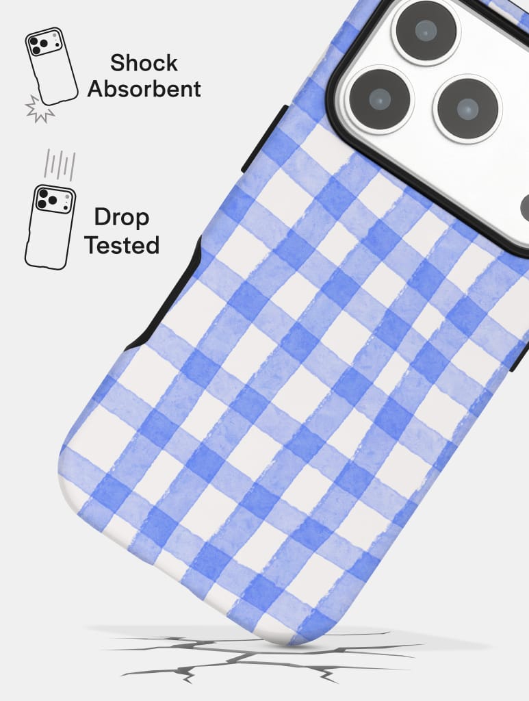 Blue Gingham Ultra Protective iPhone Case Phone Cases Skinnydip London