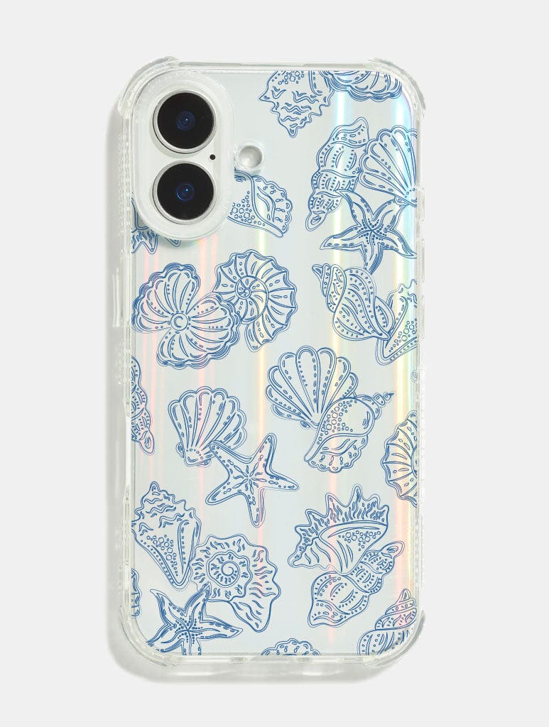 Blue Outline Sea Shells Shock iPhone Case Phone Cases Skinnydip London