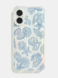 Blue Outline Sea Shells Shock iPhone Case Phone Cases Skinnydip London