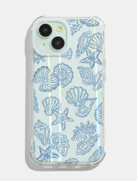 Blue Outline Sea Shells Shock iPhone Case Phone Cases Skinnydip London