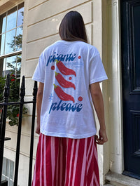 Blue Picante Please T-Shirt in Ecru Tops & T-Shirts Skinnydip London