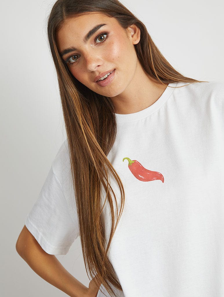 Blue Picante Please T-Shirt in Ecru Tops & T-Shirts Skinnydip London