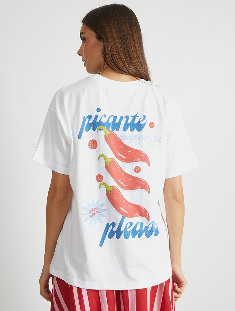 Blue Picante Please T-Shirt in Ecru Tops & T-Shirts Skinnydip London