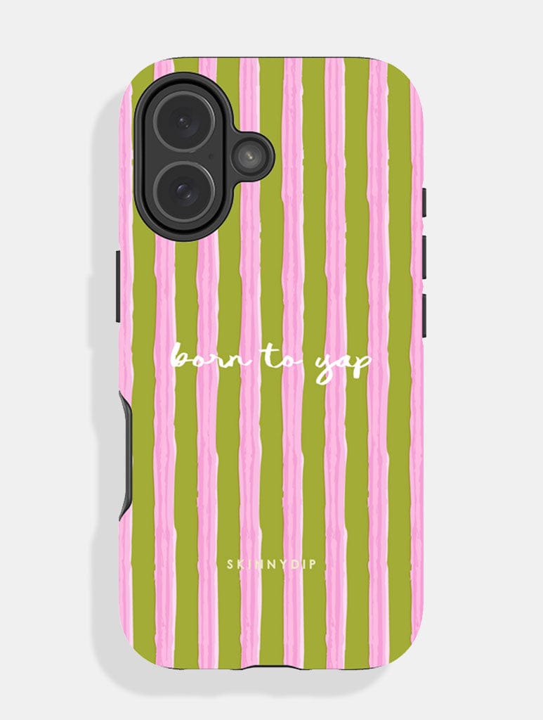 Born to Yap Stripey Quote Ultra Protective iPhone Case. Phone Cases Skinnydip London