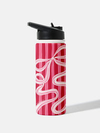 Bow Stripe Red and Pink 18oz Stainless Steel Water bottle Water Bottles Skinnydip London