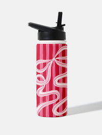 Bow Stripe Red and Pink 18oz Stainless Steel Water bottle Water Bottles Skinnydip London