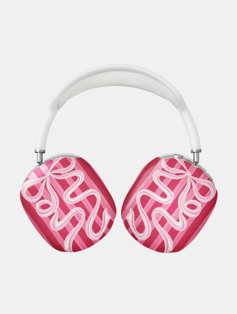 Bow Stripe Red and Pink Airpods Max Case in Gloss AirPods Cases Skinnydip London