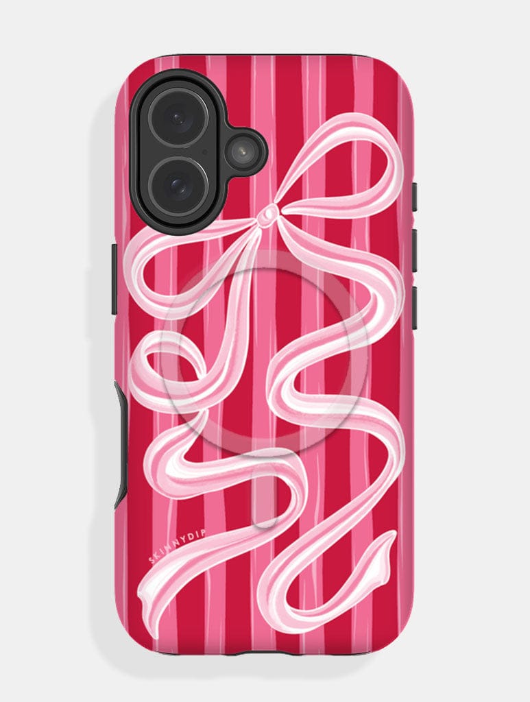 Bow Stripe Red and Pink Magsafe Ultra Protective iPhone Case Phone Cases Skinnydip London