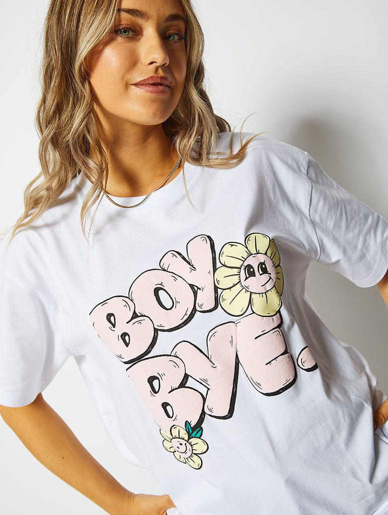 Boy Bye Oversized T-Shirt in White Tops & T-Shirts Skinnydip London